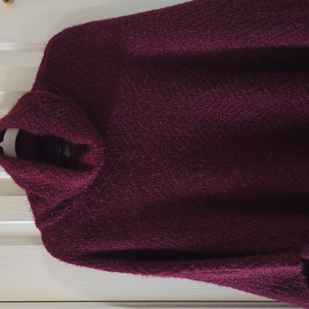 CEJON BRAND WOMEN'S WARM SPARKLING BURGUNDY PULLOVER SHAWL ONE SIZE FITS MOST
